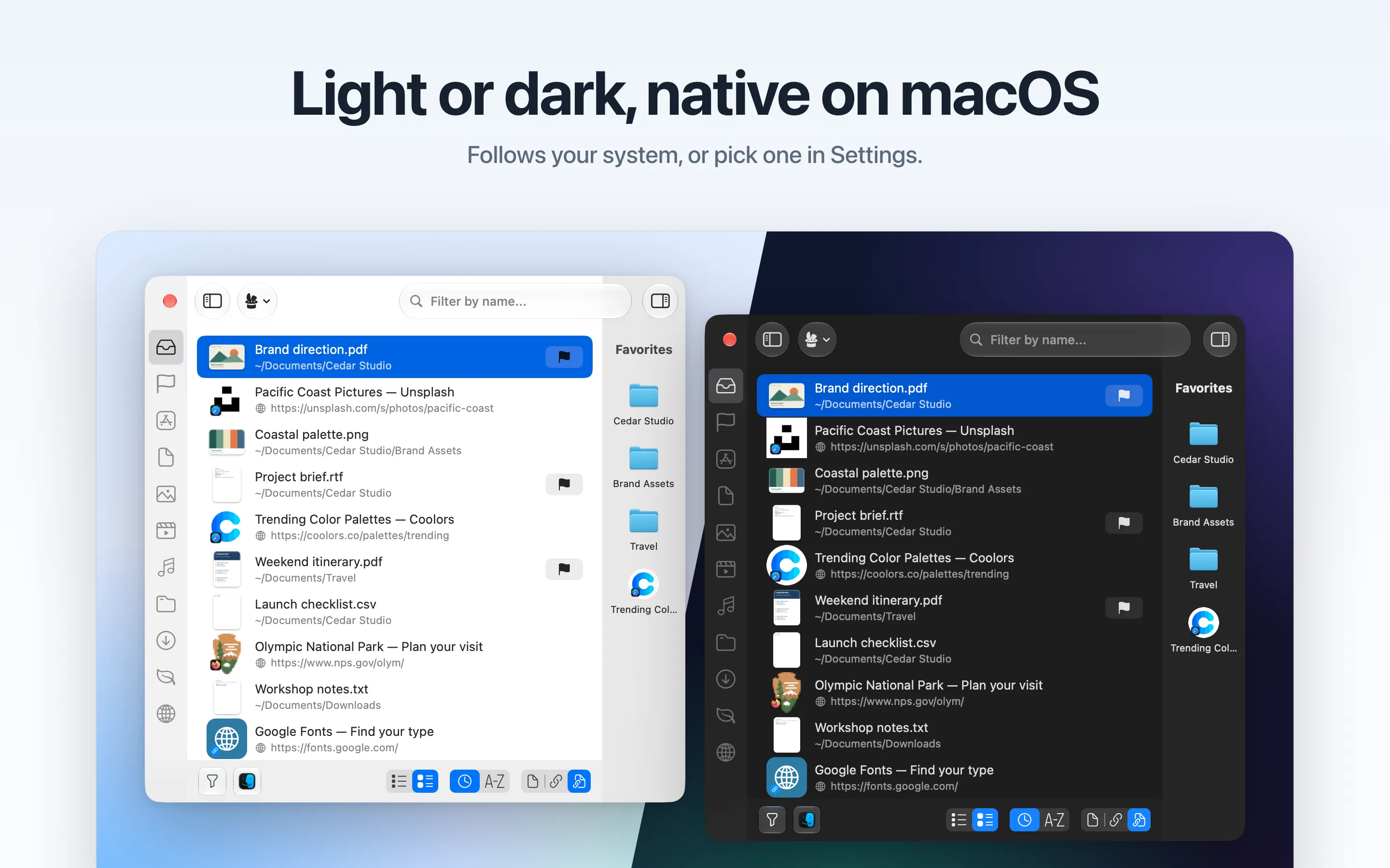 Trickster 4 in light and dark appearance side by side
