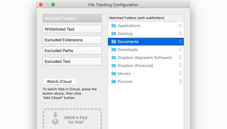 Trickster file tracking configuration