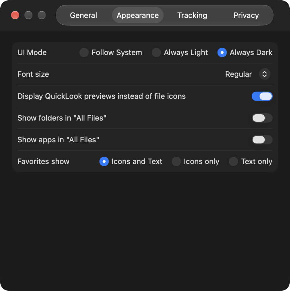 Trickster 4 Appearance settings